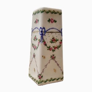 Jarrón alemán antiguo cuadrado de porcelana, década de 1800