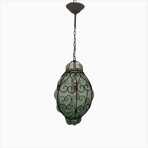 Vintage Venetian Murano Green Pendant Lamp, 1970s