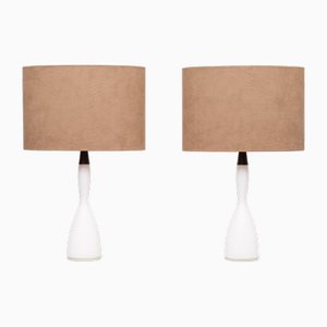 Opaline Glass Table Lamps by Jacob Bang for Kastrup, Denmark, 1960s, Set of 2
