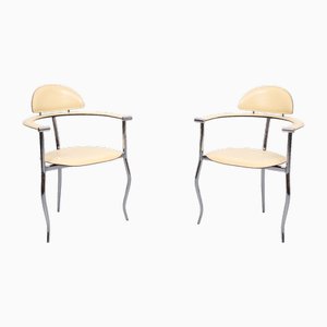Set of Arrben Chrome and Leather Stiletto Chairs, Italy, 1960s