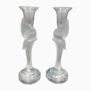 Vintage Glass Candlesticks by Igor Carl Faberge, 1970s, Set of 2