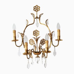Large Regency Style Florentine 4-Bulb Wall Light Lamp, Italy, 1970s