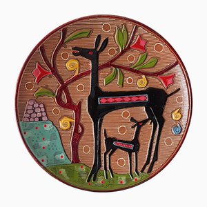 Piatto da parete in ceramica di Ciriaco Piras & Sons, Sardegna, Italia, anni '60