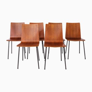 German Plywood Chairs, 1960s, Set of 6