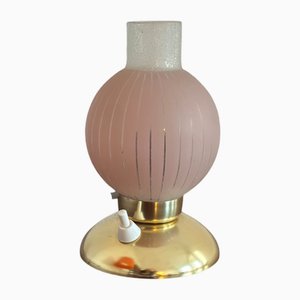 Rosa Glas Tischlampe, 1950er