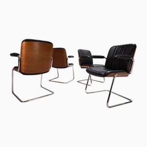 Leather Dining Chairs by Prof. Karl Dittert for Martin Stoll, 1990s, Set of 4