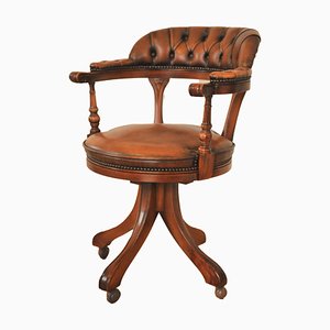 Victorian Style Chesterfield Desk Chair in Leather, 1960s