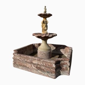 Antique Italian Hand-Carved Marble Fountain with Classic Shaped Basin