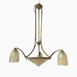 Französische Art Deco Deckenlampe aus Chrom, 1930er