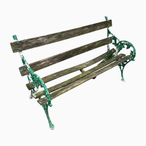 Banc en Bois et Fer Forgé avec Décor de Mûres, 1900s