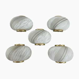 Mid-Century Curved Murano Glass Shell Wall Lamps, 1960s, Set of 5
