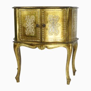 Meuble Florentin Vintage Doré Doré Coiffeuse, Italie