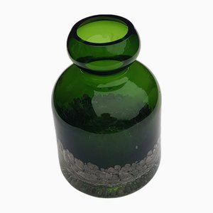 Green Glass Vase with Silver Particles from Gral Glas, 1970s