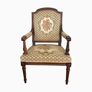 Louis XVI Armchair with Ornate Floral Upholstery