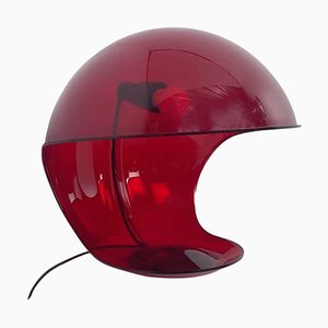 Transparent Red Foglia Lamp attributed to Elio Martinelli for Martinelli Luce, 1960s