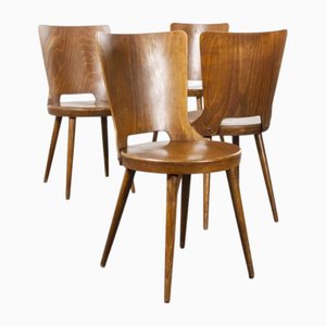 Vintage French Baumann Bentwood Dove Dining Chairs, 1960s, Set of 4