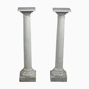 Weiße Marmorsäulen, 1880, 2er Set