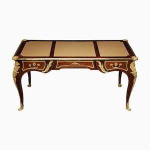 Louis XV Style Flat Desk in Marquetry and Rich Gilt Bronze Mounted, 1880