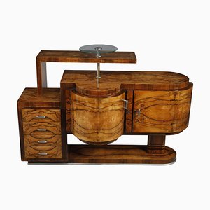 Grand Meuble de Bar Art Déco en Placage de Noyer, 1935
