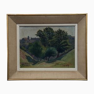 Mereau, Grove of Trees, Oil on Cardboard, 1936