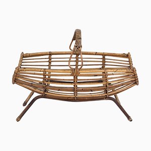Bamboo and Rattan Magazine Rack in the style of Franco Albini, 1960s