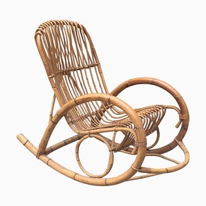 Bamboo Rocking Armchair, Italy, 1960s