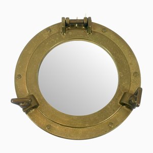 Ship Porthole Wall Mirror in Brass, 20th Century