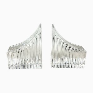 Mid-Century Crystal Glass Bookends, 1970s, Set of 2