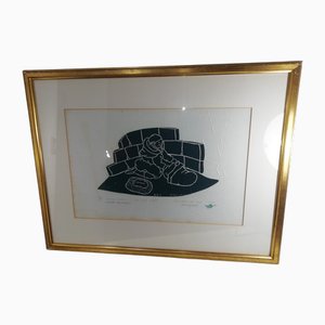 Lucassie Qumaluk, Maternidad, grabado en madera, 1974