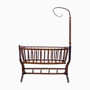 Wooden Cradle with Linen Cradle Cradle, 1920s