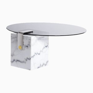 Marble Patch Coffee Table in Glass and Brass by Egg Designs