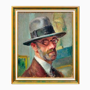 Edouard Julien, Self Portrait by the Curator of the Toulouse-Lautrec Museum, Albi, France, 1932, Oil Painting, Framed