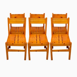Vintage Stühle aus Kiefernholz von Charlotte Perriand für Les Arcs, 1970er, 6er Set