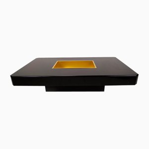 Table Basse Noire et Dorée, 1970s