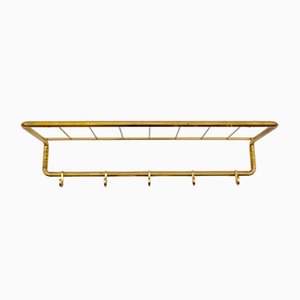 Hollywood Regency Golden 8-Edge Wall Coat Rack, 1960s