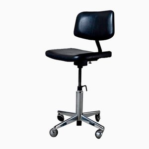 Black Swivel Office Chair with Casters, 1950s