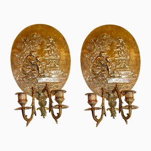 Mid-Century French Bronze Sconces, Set of 2