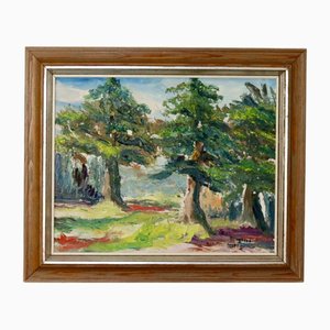 B. Högberg, Paesaggio estivo, anni '50, Olio su tela, con cornice