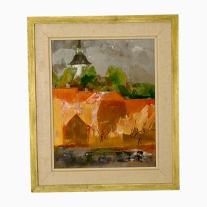Ann Marie Ekbom, Abstrakte Landschaft, 1958, Öl auf Karton, Gerahmt