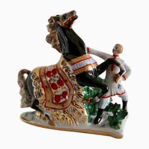 Russian Equestrian Porcelain Sculpture by Sergey Orlov, 1950s