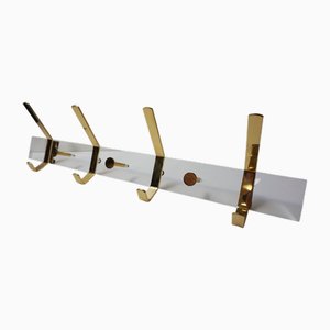 Hollywood Regency Acrylic Glass and Brass Wall Coat Rack, 1970s