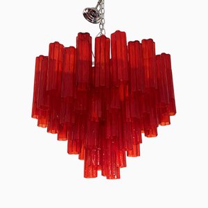 Lampadario Campari Color rosso in vetro di Murano di Simeong