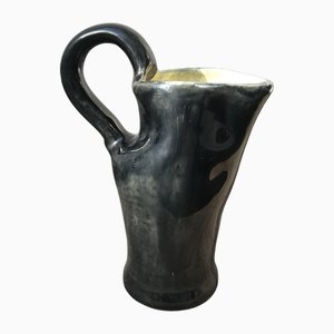 French Black Vase with Yellow Inside