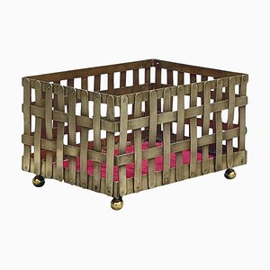 Macetero de latón trenzado, años 70