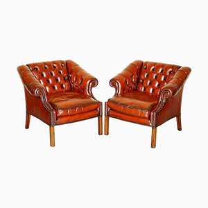Set of Chesterfield Lutyens Viceroy Club Armchairs in Brown Leather