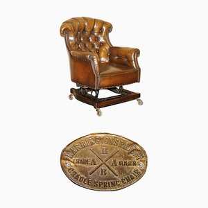 Viktorianischer Chesterfield Schaukelsessel aus Leder von Harringtons