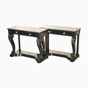 Clivedon Console Tables in Hardwood Macassar and Marble from Ralph Lauren, Set of 2