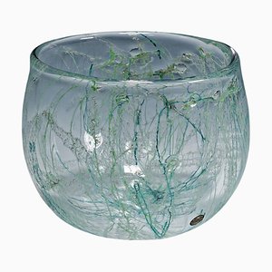 Art Glass Schale Sjogras von Goran Stroemgren für Art Glassworks Urshult, Schweden, 1989