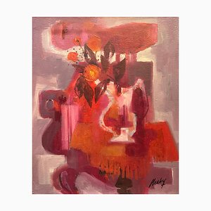 Frank Chabry, Pink Still Life, Oil on Canvas