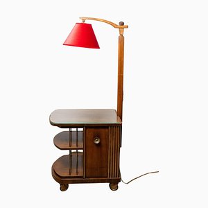 Art Deco Floor Lamp with Revolving Liquor Cabinet, 1940s
